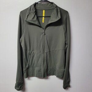 Lole Athletic Jacket Full Zip Womens‎ XL Green Zipper Pocket Long Sleeve Active